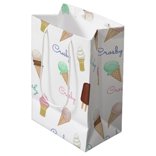 アイスパーソナライズされたクリームソーシャル誕生日パーティー ミディアムペーパーバッグ (正面アングル)