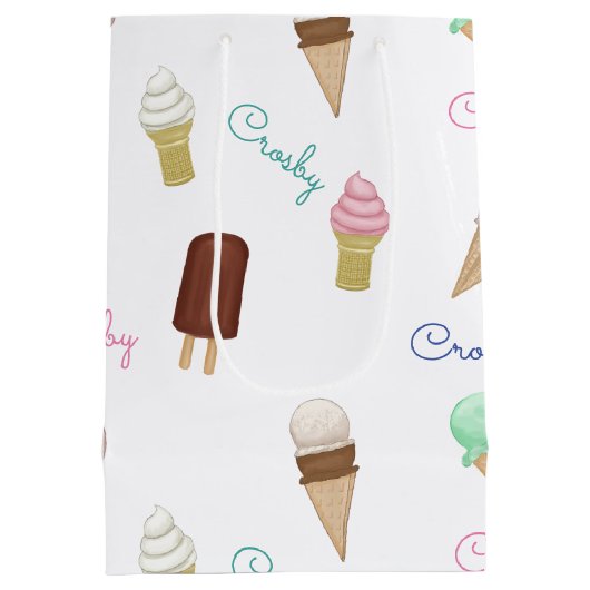 アイスパーソナライズされたクリームソーシャル誕生日パーティー ミディアムペーパーバッグ (裏面)