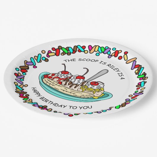 アイスパーソナライズされたクリームバースデーパーティー ペーパープレート (アングル)