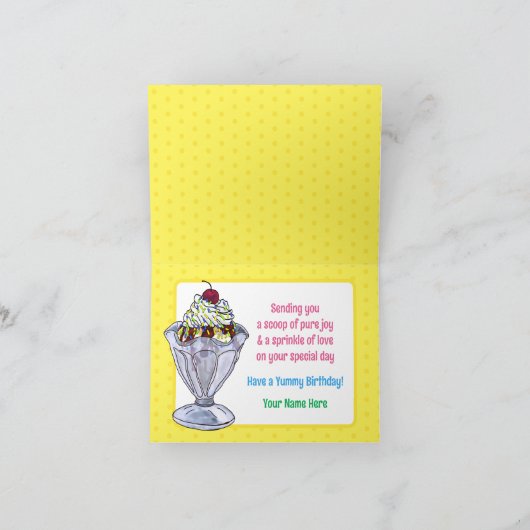 アイスパーソナライズされたクリームフォト誕生日カード カード (内部)