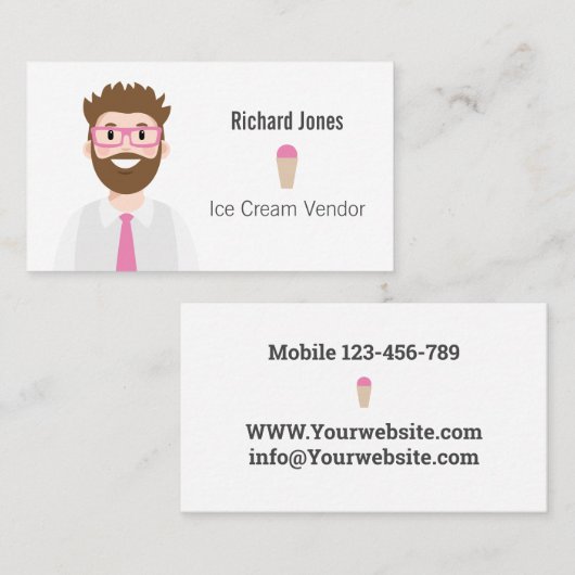 アイスパーソナライズされたクリームベンダーのアバタービジネスカード 名刺 (正面/裏面)