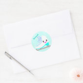 アイスパーソナライズされたスケートで滑るブルーかわいい姿スケート ラウンドシール (封筒)