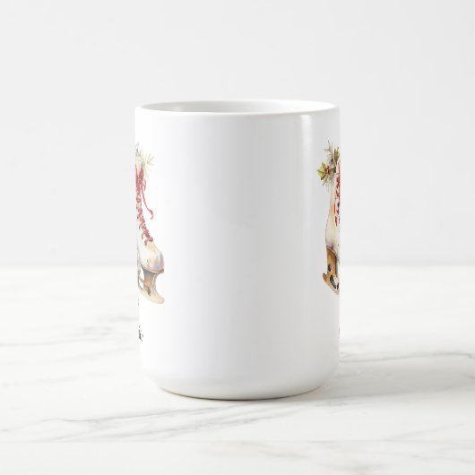 アイスパーソナライズされたスケートで滑るマグ名前をカスタムする コーヒーマグカップ (中央)