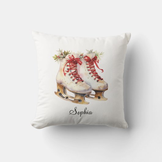 アイスパーソナライズされたスケートで滑る装飾用クッション名前をカスタムする クッション (正面)