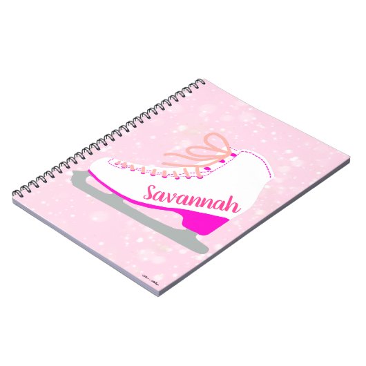 アイスパーソナライズされたスケートピンクスノー姿スケートで滑る ノートブック (左側)
