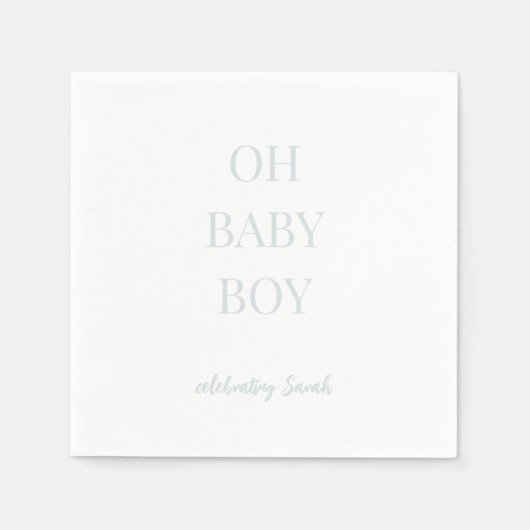 アイスパーソナライズされたブルーオ男の赤ちゃんシャワーナプキンズ スタンダードカクテルナプキン (正面)