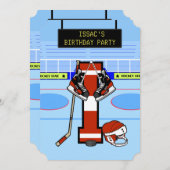 アイスパーソナライズされたホッケーのイニシャル文字 招待状 (正面/裏面)