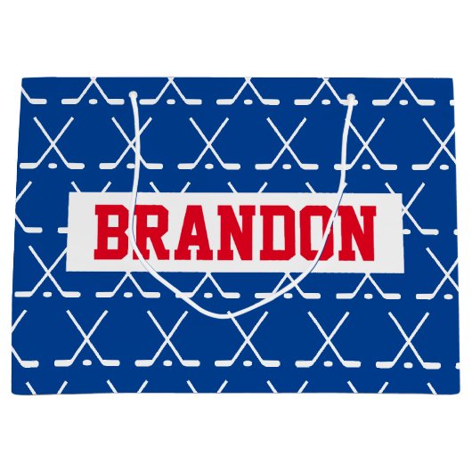 アイスパーソナライズされたホッケースティックパターン抱き枕 ラージペーパーバッグ (正面)