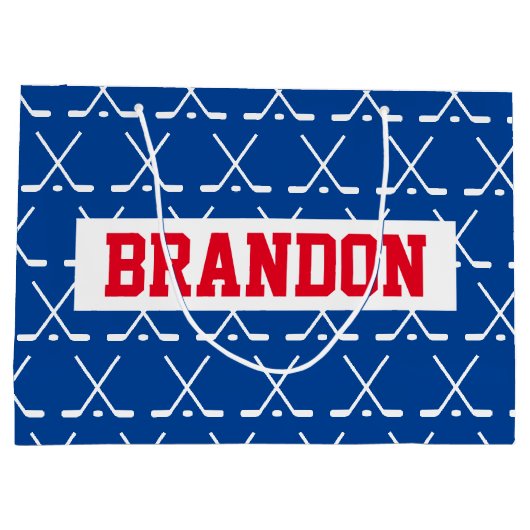 アイスパーソナライズされたホッケースティックパターン抱き枕 ラージペーパーバッグ (裏面)