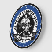 アイスパーソナライズされたホッケーチームプレーヤーアスリートカスタム ラージ壁時計 (傾斜)