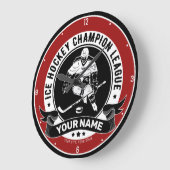 アイスパーソナライズされたホッケーチームプレーヤーアスリートカスタム ラージ壁時計 (傾斜)