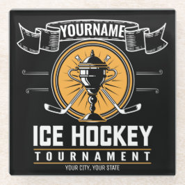アイスパーソナライズされたホッケートロフィー選手チームゲーム ガラスコースター