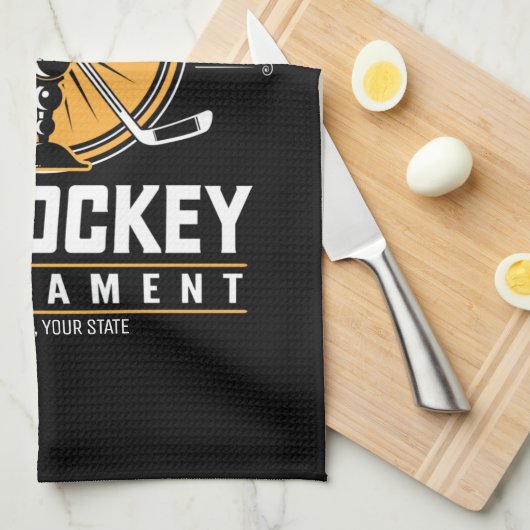 アイスパーソナライズされたホッケートロフィー選手チームゲーム キッチンタオル (四つ折り)