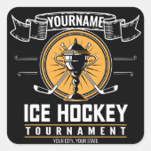 アイスパーソナライズされたホッケートロフィー選手チームゲーム スクエアシール (正面)