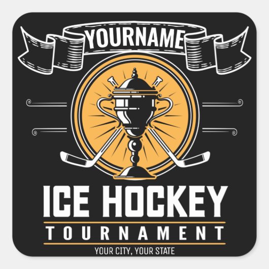 アイスパーソナライズされたホッケートロフィー選手チームゲーム スクエアシール (正面)