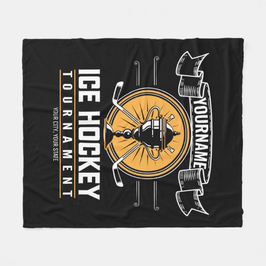 アイスパーソナライズされたホッケートロフィー選手チームゲーム フリースブランケット (正面(横))