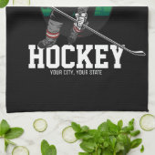 アイスパーソナライズされたホッケープレーヤーチームアスリート名 キッチンタオル (折り畳み)