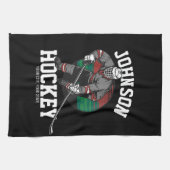 アイスパーソナライズされたホッケープレーヤーチームアスリート名 キッチンタオル (横)