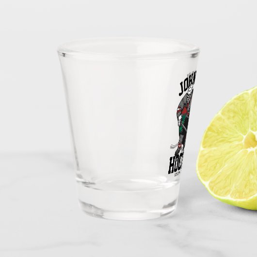 アイスパーソナライズされたホッケープレーヤーチームアスリート名 ショットグラス (左)