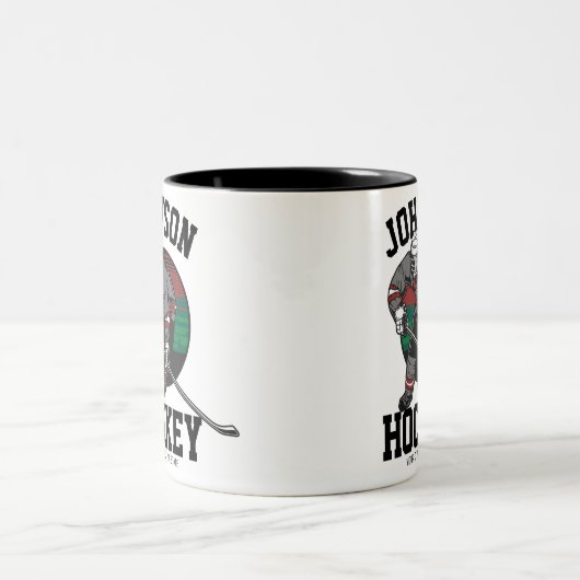 アイスパーソナライズされたホッケープレーヤーチームアスリート名 ツートーンマグカップ (中央)