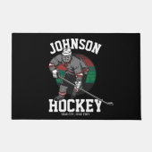 アイスパーソナライズされたホッケープレーヤーチームアスリート名 ドアマット (正面)