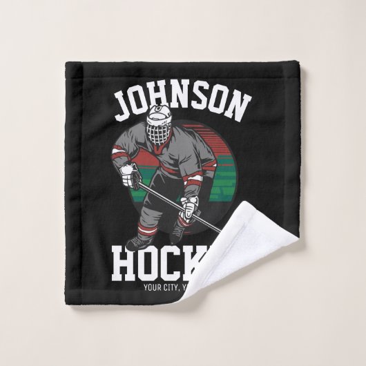 アイスパーソナライズされたホッケープレーヤーチームアスリート名 バスタオルセット (ウォッシュタオル)