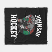 アイスパーソナライズされたホッケープレーヤーチームアスリート名 フリースブランケット (正面(横))