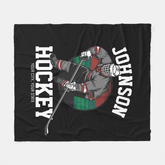 アイスパーソナライズされたホッケープレーヤーチームアスリート名 フリースブランケット (正面(横))