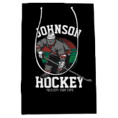 アイスパーソナライズされたホッケープレーヤーチームアスリート名 ミディアムペーパーバッグ (正面)