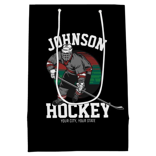 アイスパーソナライズされたホッケープレーヤーチームアスリート名 ミディアムペーパーバッグ (裏面)