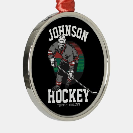 アイスパーソナライズされたホッケープレーヤーチームアスリート名 メタルオーナメント (右)