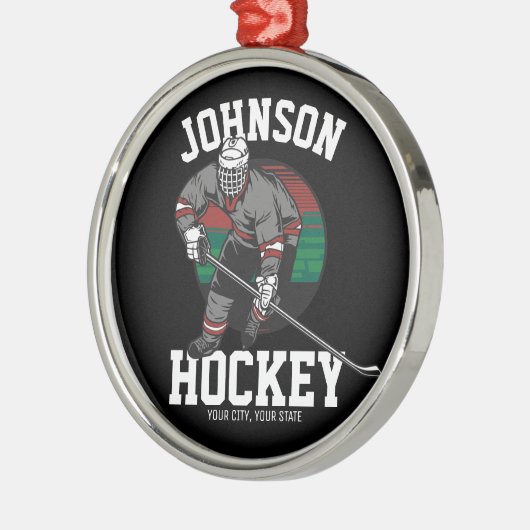 アイスパーソナライズされたホッケープレーヤーチームアスリート名 メタルオーナメント (左)