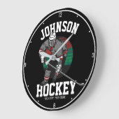 アイスパーソナライズされたホッケープレーヤーチームアスリート名 ラージ壁時計 (傾斜)