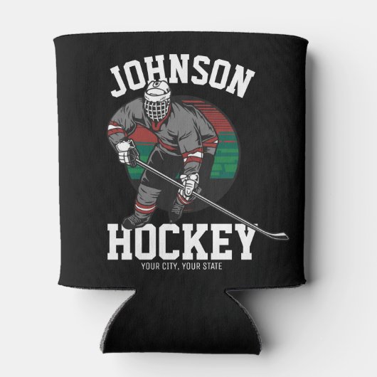 アイスパーソナライズされたホッケープレーヤーチームアスリート名 缶クーラー (裏面)