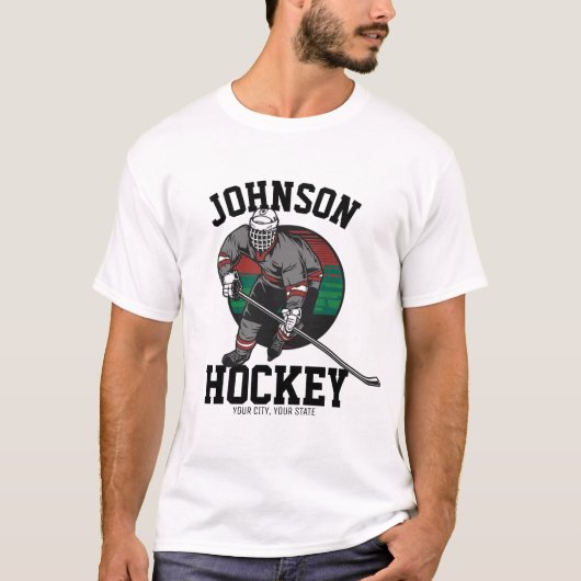 アイスパーソナライズされたホッケープレーヤーチームアスリート名 Tシャツ (正面)