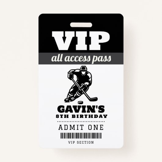 アイスパーソナライズされたホッケー誕生日パーティー好意MVP バッジ (正面)