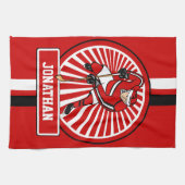 アイスパーソナライズされたホッケー選手 キッチンタオル (横)