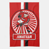 アイスパーソナライズされたホッケー選手 キッチンタオル (縦)