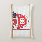 アイスパーソナライズされた赤と白ホッケージャージー アクセントクッション (正面(垂直))