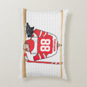 アイスパーソナライズされた赤と白ホッケージャージー アクセントクッション (裏面(縦))