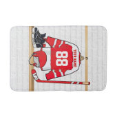 アイスパーソナライズされた赤と白ホッケージャージー バスマット (正面)