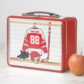 アイスパーソナライズされた赤と白ホッケージャージー メタルランチボックス (インサイチュ)