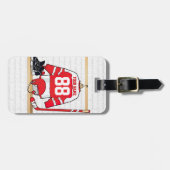 アイスパーソナライズされた赤と白ホッケージャージー ラゲッジタグ (正面横)