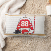 アイスパーソナライズされた赤と白ホッケージャージー ランバークッション (ブランケット)