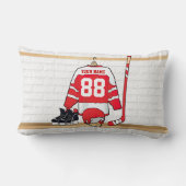 アイスパーソナライズされた赤と白ホッケージャージー ランバークッション (裏面)