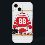 アイスパーソナライズされた赤と白ホッケージャージー Case-Mate iPhone 14ケース<br><div class="desc">アイスホッケーユニークジャージを備えたおもしろいスポーツデザインはパーソナライズされた、ヘルメットとアイススケートとホッケースティックを備えたぶら下がったロッカールームにある。ジャージはアイスパーソナライズされたホッケーファン、アイスホッケーコーチまたはアイスホッケープレーヤーのためのギフトを作るために素晴らしあなたの選択の番号と名前と完全に持つことができる。他の色は私たちの店で利用可能であり、私たちはカスタムあなたのチームの色の組み合わせ違うのための色の要求を歓迎する。購入連絡前にお客様のご要望に合わせて弊社の店舗を通じて弊社が提供いたします。</div>