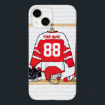 アイスパーソナライズされた赤と白ホッケージャージー Case-Mate iPhone 14ケース<br><div class="desc">アイスホッケーユニークジャージを備えたおもしろいスポーツデザインはパーソナライズされた、ヘルメットとアイススケートとホッケースティックを備えたぶら下がったロッカールームにある。ジャージはアイスパーソナライズされたホッケーファン、アイスホッケーコーチまたはアイスホッケープレーヤーのためのギフトを作るために素晴らしあなたの選択の番号と名前と完全に持つことができる。他の色は私たちの店で利用可能であり、私たちはカスタムあなたのチームの色の組み合わせ違うのための色の要求を歓迎する。購入連絡前にお客様のご要望に合わせて弊社の店舗を通じて弊社が提供いたします。</div>