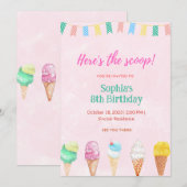 アイスパーティーのご案内カード おいしいアイスのご招待 招待状 (正面/裏面)