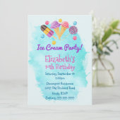 アイスパーティ ポップシクル ラッパー 誕生日招待状 招待状 (スタンド正面)