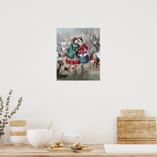 アイスビクトリアンスケートで滑るシーンポスター ポスター (キッチン)